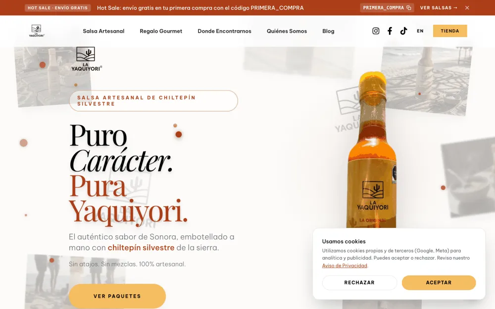 La Yaquiyori — Landing Page & SEO. High-performance landing page for an artisanal products online store. Built to scale the store's SEO capabilities and drive organic traffic growth.